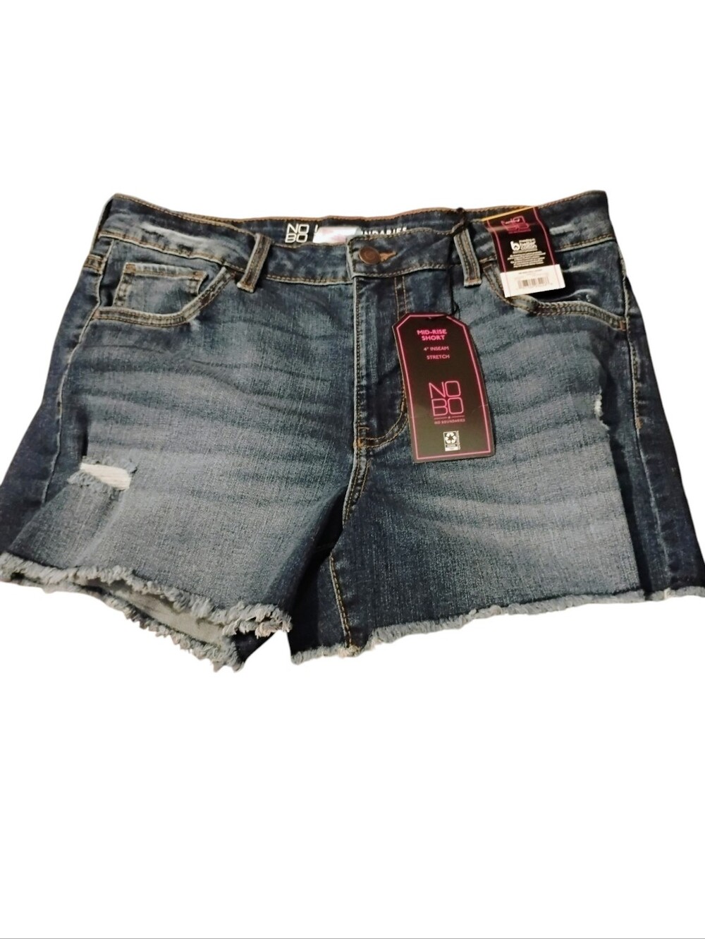 No Boundaries Dark Blue Distressed Denim  Shorts